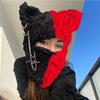 New Hand-Knitted Velvet Rabbit Ear Hat with Devil Horns - Warm, Thick, Sweet, and Stylish Spicy Girl Face Mask