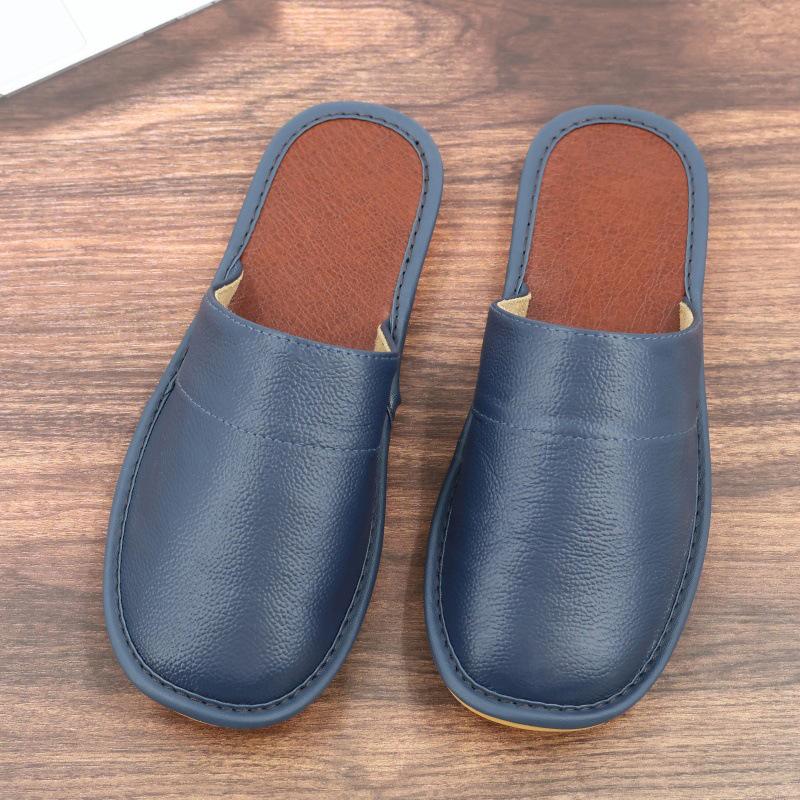 Closed-Toe Cowhide Slippers with Thickened Non-Slip Sole for All Seasons