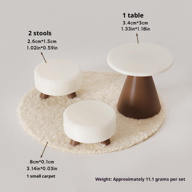 

New 4Pcs Dollhouse Simulation Table Model Ornament Handmade DIY Stool Scene Home Decoration Mini Toys Doll House Accessories
