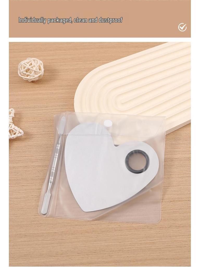 Conjunto de Paleta de Mistura de Maquilhagem de Aço Inoxidável em Forma de Coração para Artistas