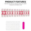 24PCS French False Nails with Red Tip and Flower Printed Reusable Fake Nails for Women Wedding Party Fashion