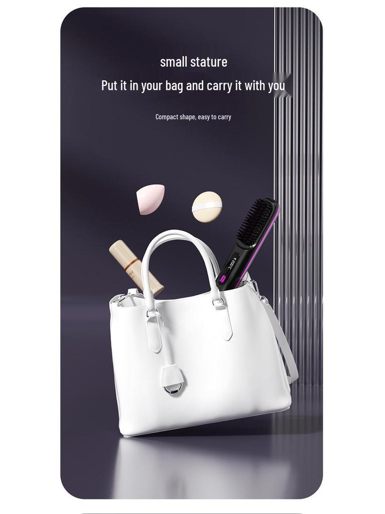 Portable Wireless LCD Hair Straightening Comb - Rechargeable, Negative Ion, No Damage.