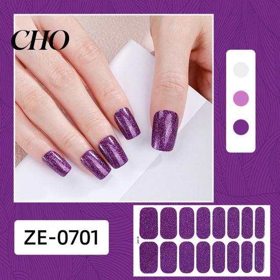 Nail Art Decal Glitter Polish Strips with File Easy Apply Remove Self Adhesive Women Strip Full Sticker Home Manicure DIY Decoration Wrap