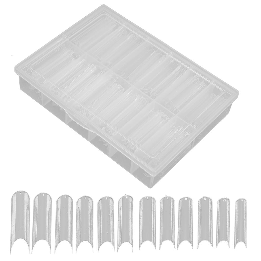 240pcs False Nail Tip Extra Long Clear Fake Artificial Nail Tips for Home DIY SalonTransparent