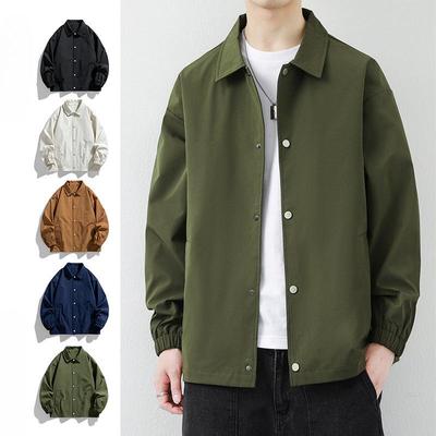 Chaqueta de Hombre Primavera y Otoño Nueva Tendencia Suelta Casual Solapa Ropa Versátil