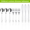 10/9 Pcs Stainless Steel Kids Fork Spoon and Knife Set Fun Dinosaur Bear Smooth Kids Silverware Set Toddler Meal Dishwasher Safe
