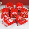 5pcs Random Mixed Patterns Red Christmas Velvet Bags Green Blue Xmas Gift Bags  Jewelry