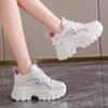 Women's shoes 2025 summer new mesh breathable sports shoes thick-soled small inner height increase small white thick-soled dad shoes