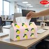 1pc 2D Flat Tissue Box, Printed On Both Sides, Versatile Tissue Holder with Pink Exterior and Repeating Yellow Lemon Patterns, Sturdy Polyester Organi