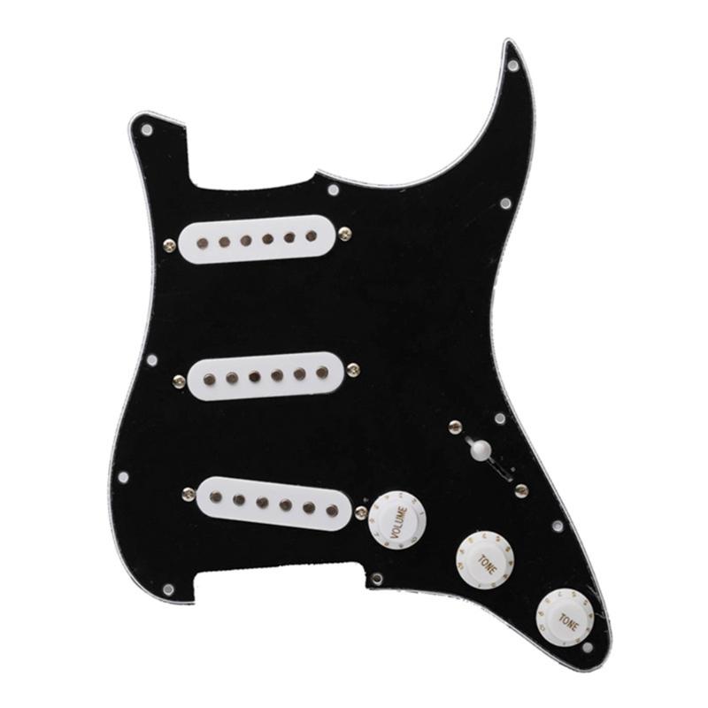 11 Holes Guitar Single Coil Pickups Prewired-Loaded SSS Pickguard Scratch Plate Set with Back Cover Guitar Parts, 3Ply чёрный