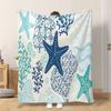 Fflannel Blanket 1pc Sea Stars And Patterns Soft Comfortable and Warm This Nap Blanket/sofa Blanket Is Suitable for All Seasons an