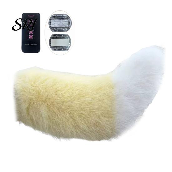 Unique Car Accessory Electric Plush Tail Remote & Voice Control Three-Mode Wagging Artificial Fur Detachable Buckle Costume Cosplay Anime