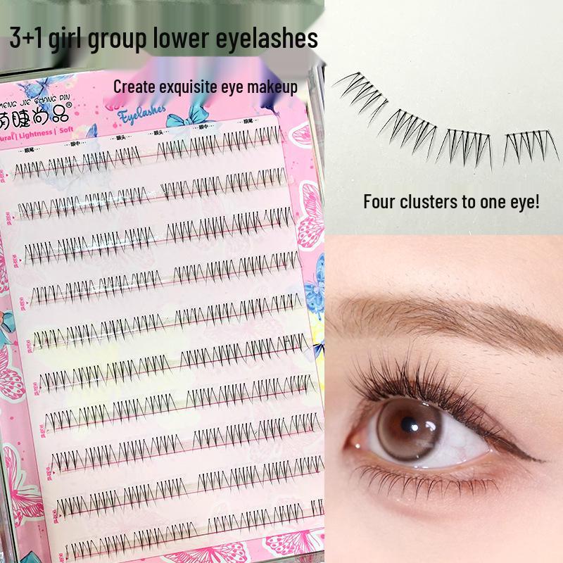 

Mengjie Натуральные пучковые ресницы для начинающих - 3+1 пучок для ежедневного использования