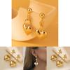 Fashion-forward Heart Pendant Earrings Gold Plated Studs Stylish Retro Geometric Design