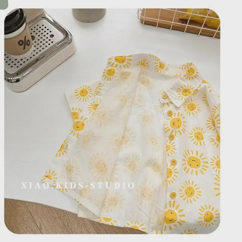 Dětské letní květinové košile – trendy plážový styl s krátkým rukávem pro chlapce