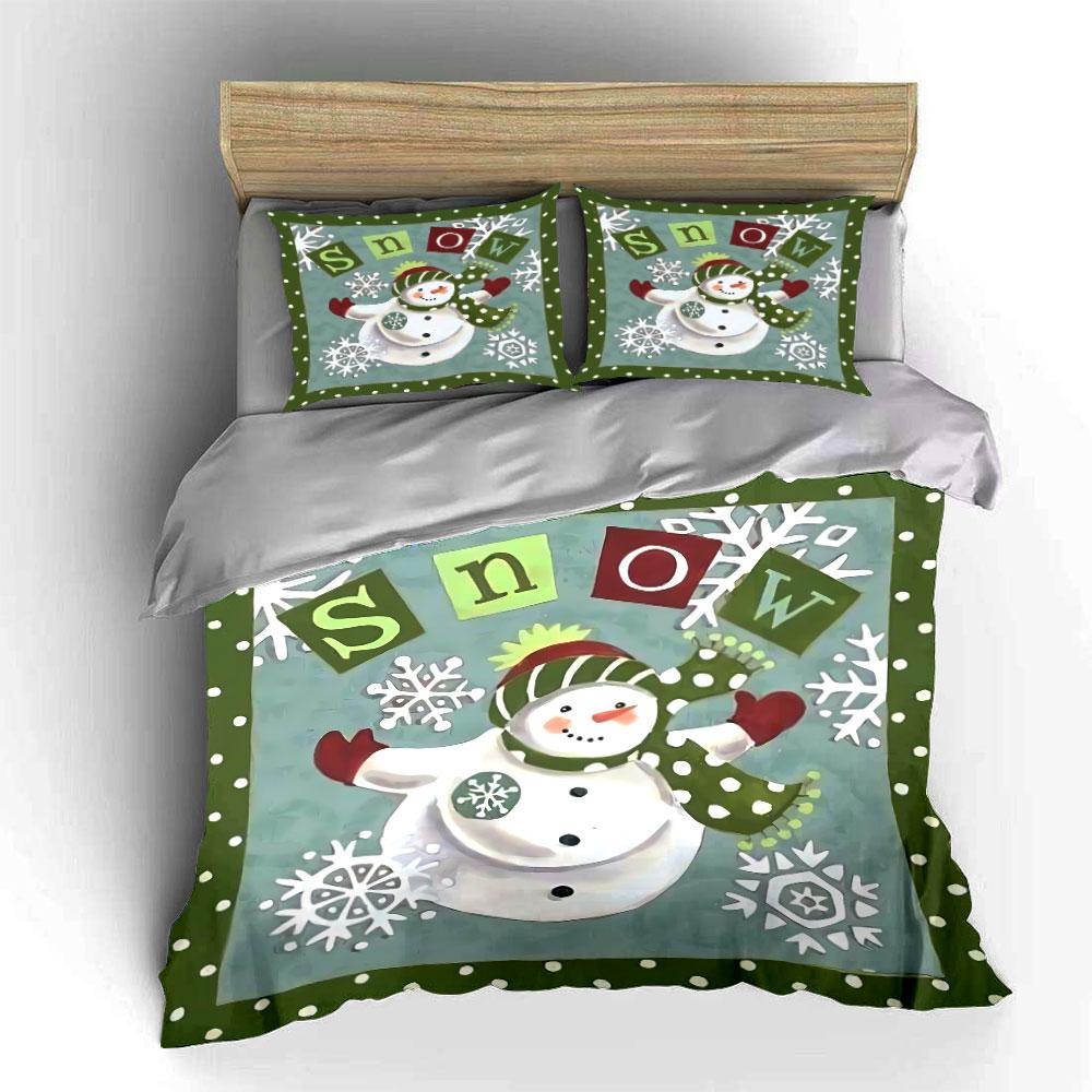 Snowman and Snowflakes Design Bedding Duvet Cover Set Duvet Cover Pillowcases  (1*Duvet Cover 2*Pillowcases, Without Duvet Insert)