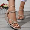 High-quality Solid Color Sandals Comfortable Wedge-shaped High Heels Banquet Women's Shoes High-end Summer