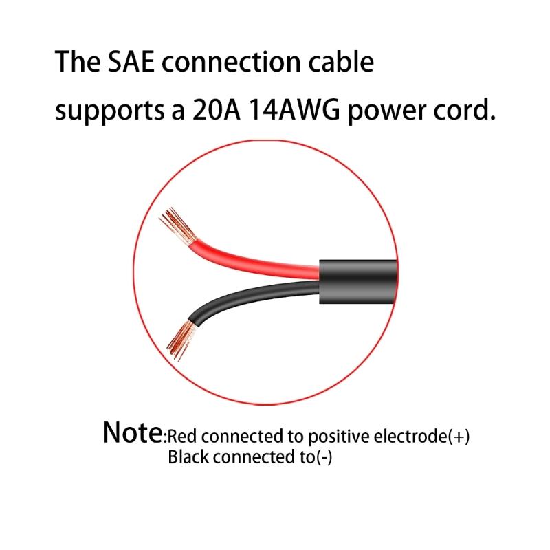 130cm Length SAE Connector Cable Single End To 2Pin Bare Wire Line Support 20A for Motorcycles Car and Solar Panel