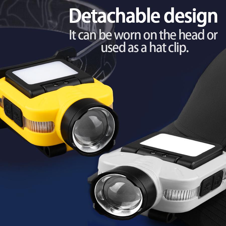 1000LM Sensor Headlamp USB C Rechargeable 5 Modes Headlight with Power Display Cap Clip Outdoor Fishing Camping Head Flashlight