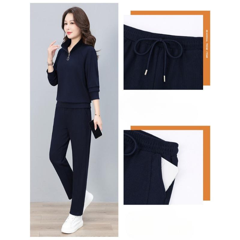 Fashion Stand Collar Half Cardigan Zipper Sport Suit for Women Spring Autumn Casual Sports Outfit Tracksuit for Ladies