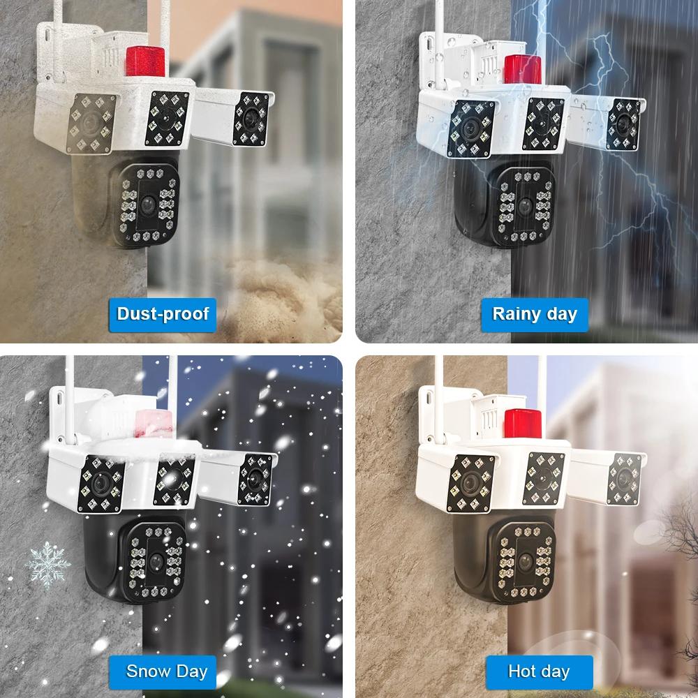 LS VISION 6K 12MP WiFi IP Camera Outdoor Three Lens Panoramic View PTZ IP Camera AI Tracking Security Protection CCTV Video Surveillance