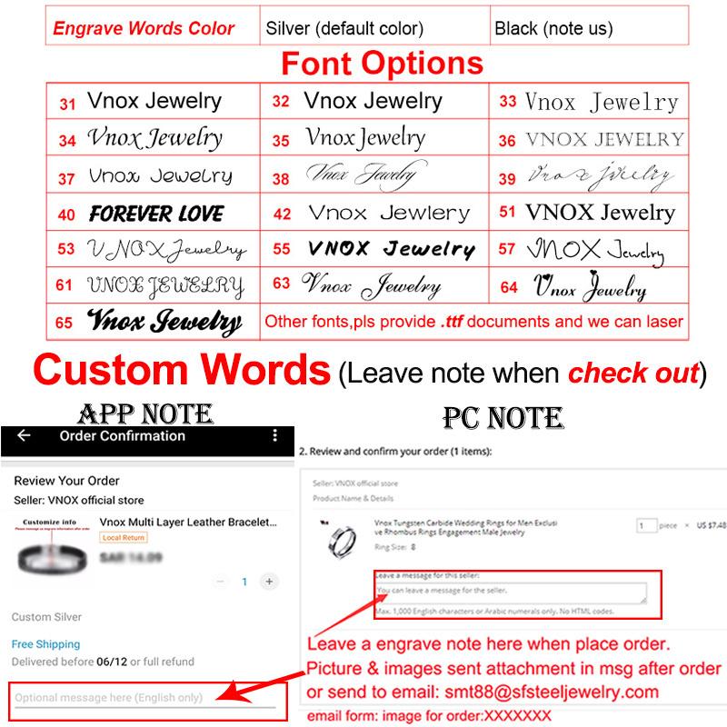 Vnox Özelleştirilmiş Erkek Deri Bileklik, Boncuklu Siyah Deri Bileklik, Kadınlara Özel Logo İsimli Bileklikler, Hediye