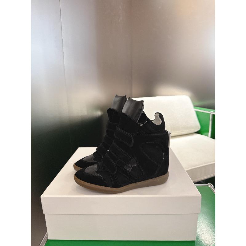 Retro Stiefeletten für Damen mit Klettverschluss, unsichtbarer Innensohle zur Höhenerhöhung, Freizeitschuhe mit Farbblockdesign, High-Top-Schuhe