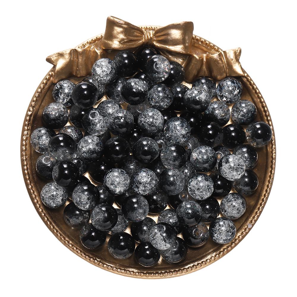 20-50pcs/lot Dark Color Transparent Cracked Glass Beads Round Bracelet Spacer Beads For DIY Necklace Jewelry Making Accessories