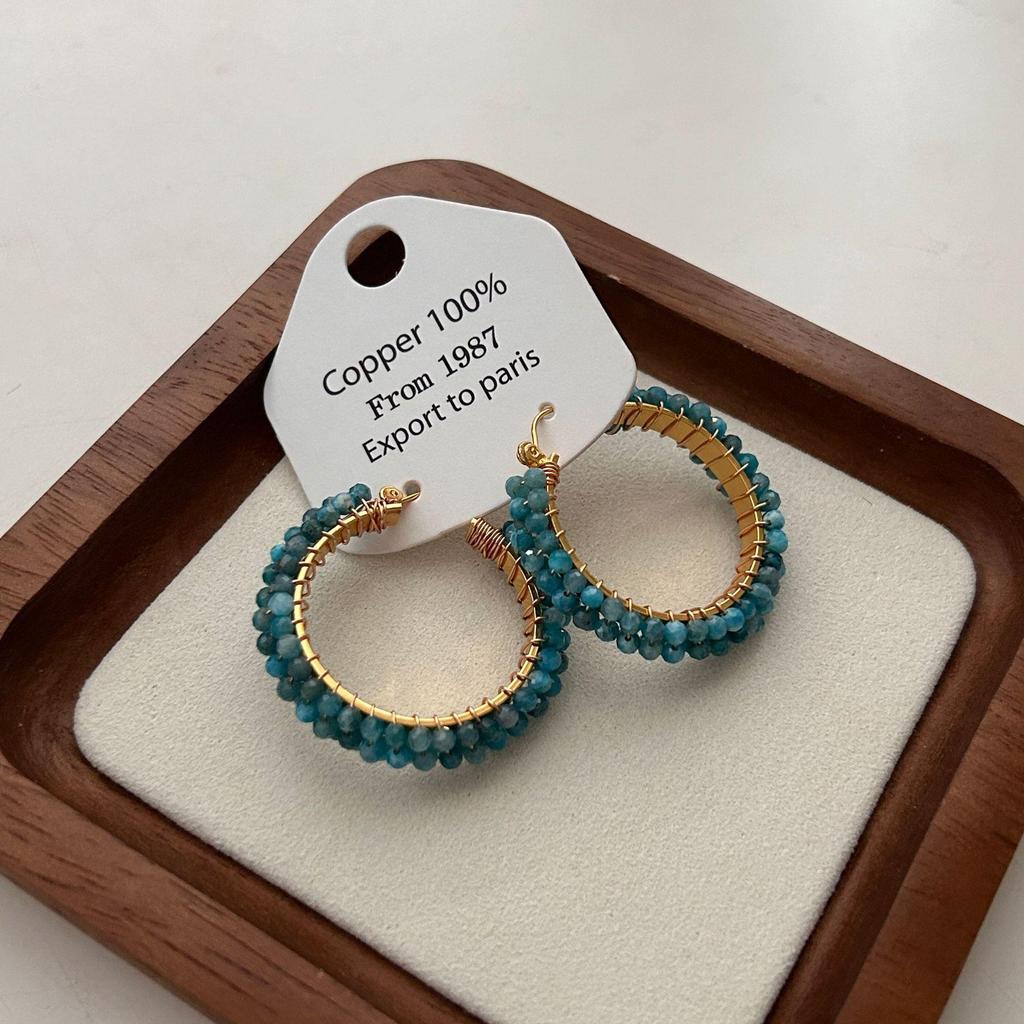 Millet Bead Inlaid Metal Earrings, Earrings, Fresh Natural Stone Handmade Beaded Earrings, Earrings Are Super Exquisite