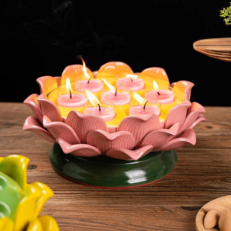 

1шт керамический семизвездный лотосный держатель лампы 7 цветов бытовой Будда Чанмин масляный держатель лампы