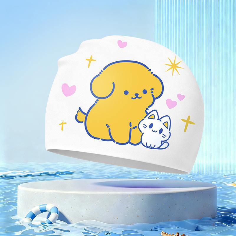 

New Children s Cartoon Swimming Cap Cute Dolphin Waterproof Ear Protection Swimming Caps Kids Hot Spring Swimming Equipment