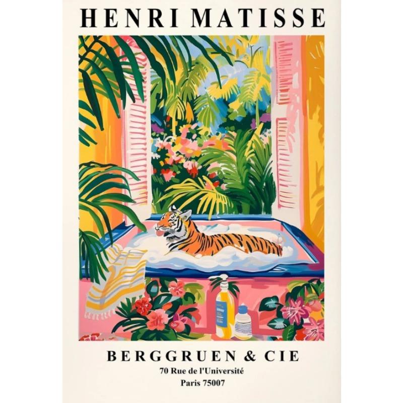 

Матисс Животные в ванной комнате Постер Дикие животные Матисс Искусство Живопись Настенный декор Красочное украшение стены Печать на холсте Подарок 21cm×30cm NoFrame