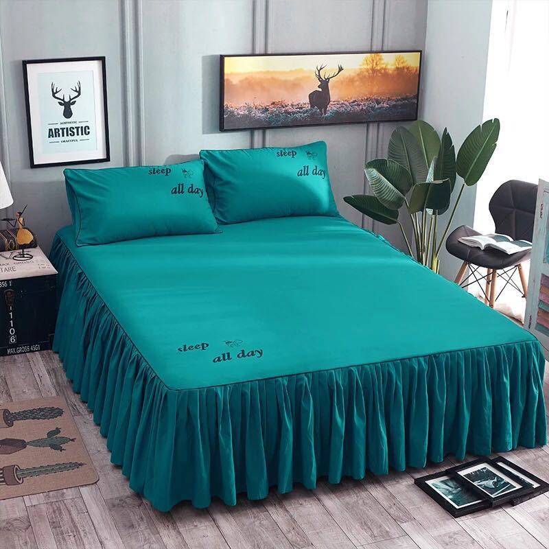 Bedsheet Bed Skirt Bedspread Non-slip Mattress Cover Bedding Bed Skirt Solid Home Hotel Bed Skirt Mattress Protector Cover