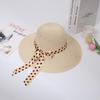 Summer new hat women's polka dot bow streamer straw hat travel beach hat big edge sun hat