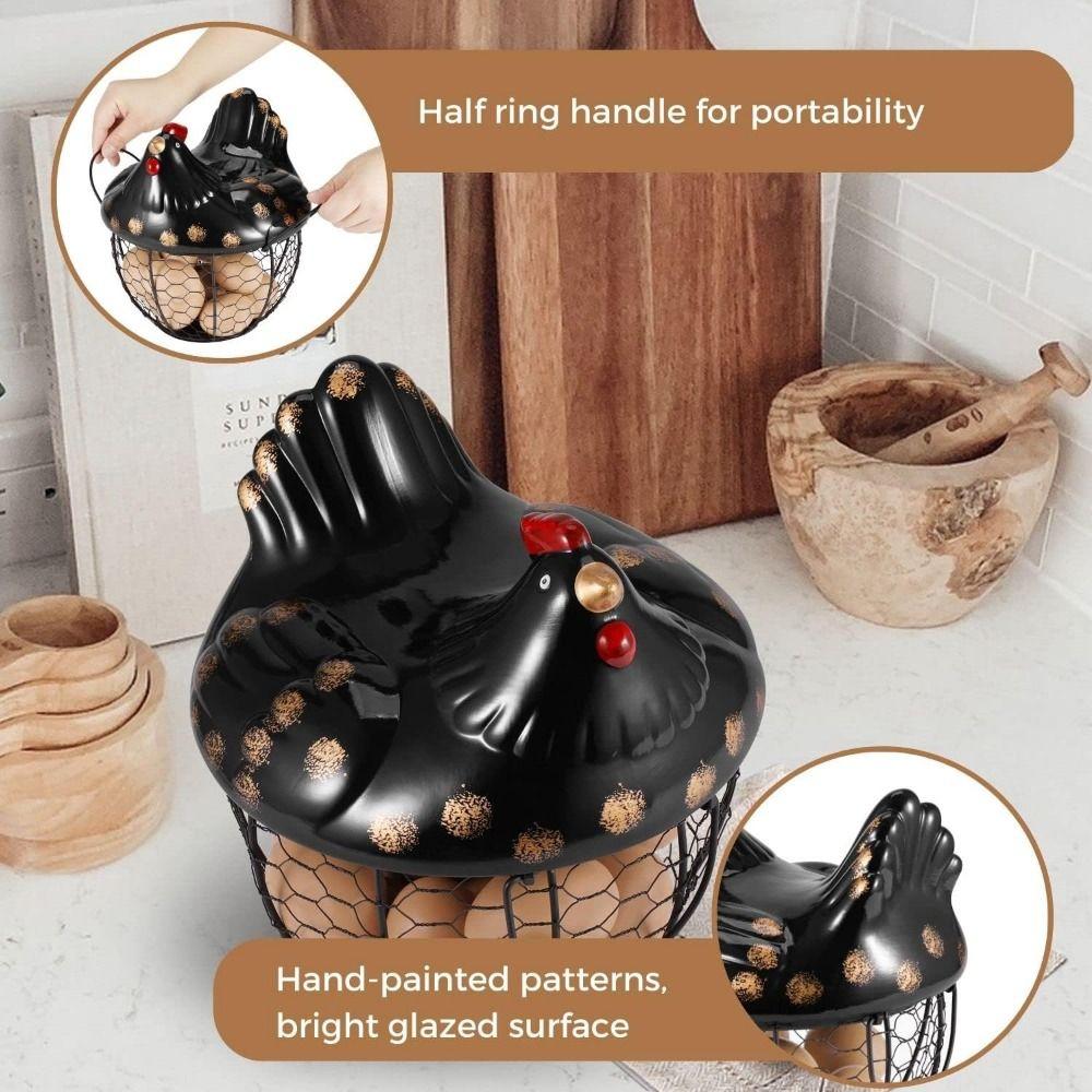 Rustic Hollow Egg Container With Cover Chicken Storage Rack Portable Hen Egg Basket  Fruit Basket