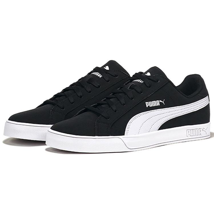 Puma Smash Vulc Retro Versatile Durable Low-Top Skate Shoes Unisex Sneakers Black White 359622-09