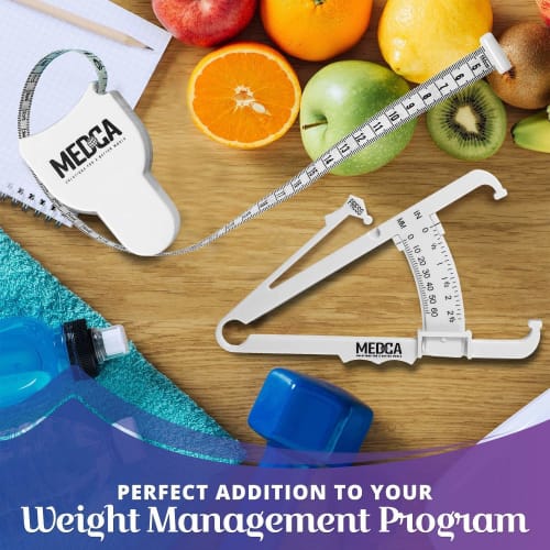 Body Tape Measure and Skinfold Caliper Body Fat Monitor Set - (Pack of 2) - Double Sided Body Tape Measures (150 cm /60 inches) - Skin Fold Body Fat A