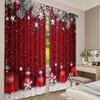 2D flat printing 2pcs Christmas curtains Christmas Red Ball Digital Printed Polyester Drapes Birthday Party Perfect for Parties