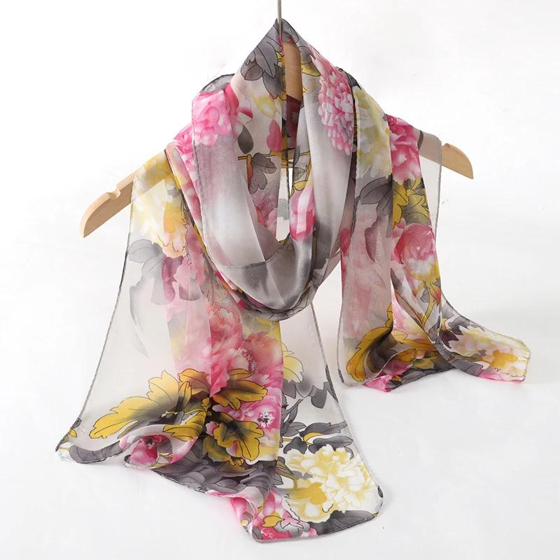 New Print Chiffon Scarf Shawl Women Sunscreen Silk Scarf Turban Long Wrap Beach Travel Outdoor Accessories Trendy Headband