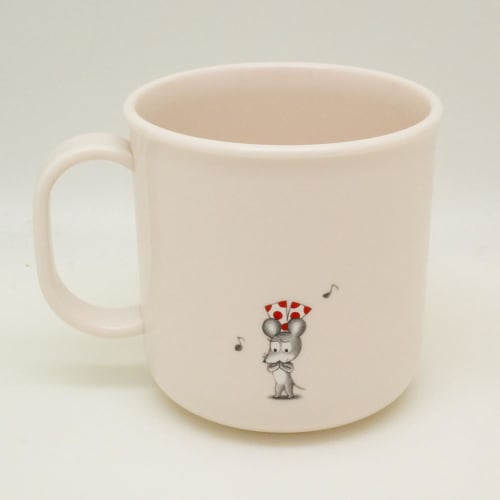 OSK Mouse Vest Plastic Cup, Gray, 200ml, Made in Japan, Dishwasher and Microwave Safe, with Handle, Stylish and Cute, Antibacterial, Shatter-Resistant