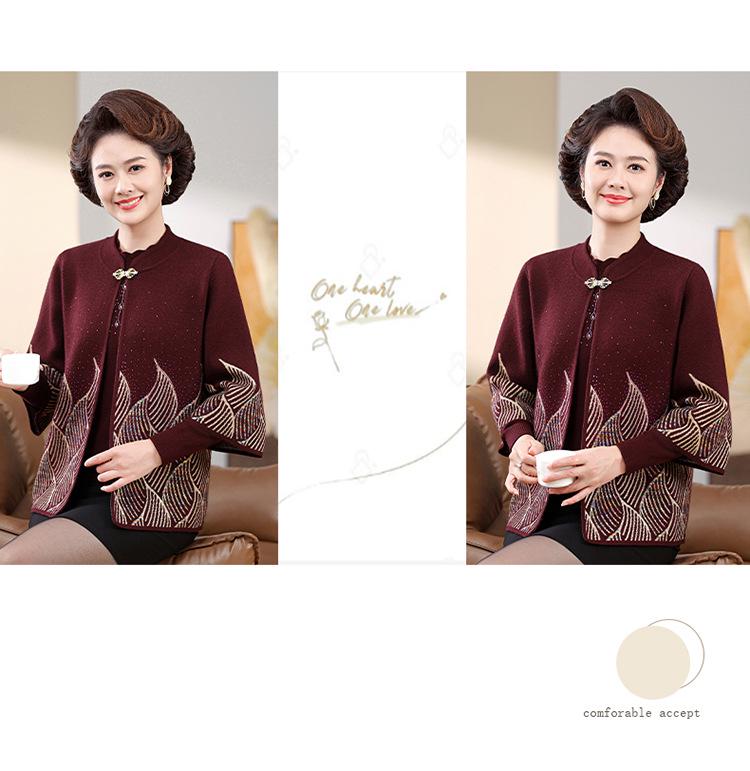 Autumn/Winter Knit Cardigan & Sweater Coat Set for Middle-Aged Women - Ideal for Mother-in-Law Wedding Banquet