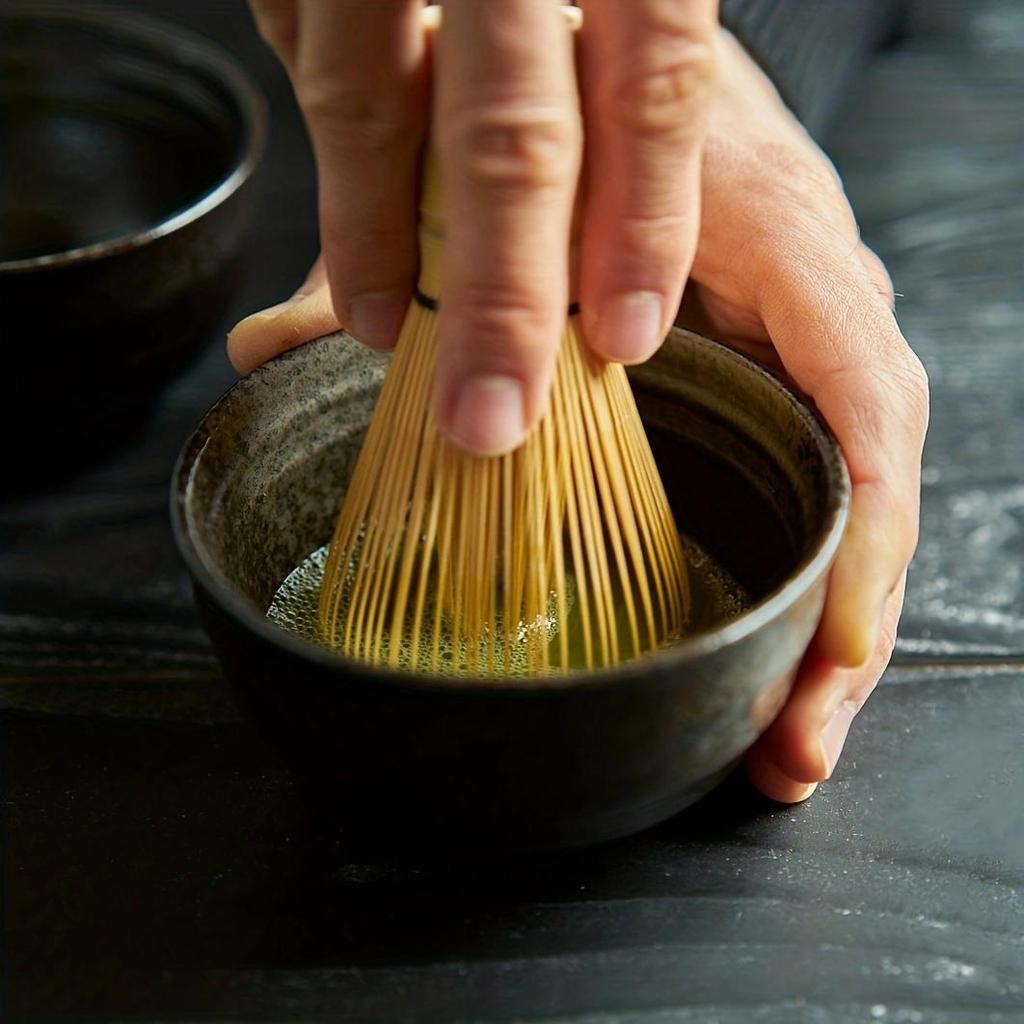 Golden Bamboo Matcha Whisk, 100 Prongs Traditional Japanese Chasen Stirrer
