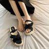 Fashion Sandias  Internet Hot with Skirt Summer Fairy Style 2025 New Style Fashion Student Platform Roman Lady Sandal Flat Shoes