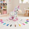 DIY Coloring Plush Toy Horse Kit, Washable Stuffed Animal Painting Kit with Marker Pens, Art Crafts Activity Set for Toddlers Boys Girls