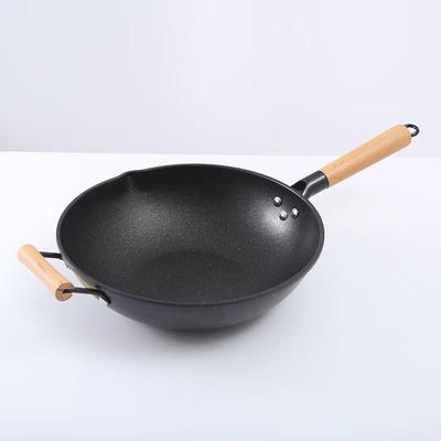 San Jiaolong Maishi 34cm Non-stick Wok with Glass Lid