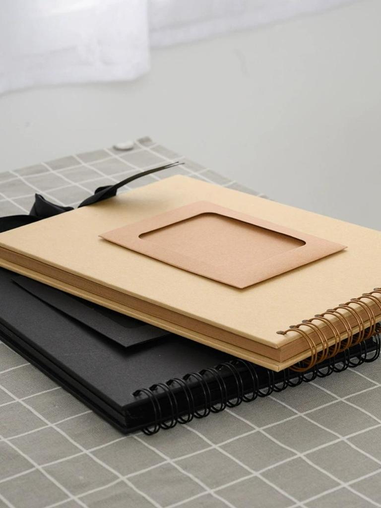 DIY Скрапбук з котушками для пари: Ручний Чорний Крафт Фотоальбом з Порожніми Сторінками