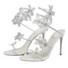 Eilyken Sexy CRYSTAL Flower Thin Heels Banquet Prom Women Sandals Street Style Open Toe Narrow Band Ankle Strap Gladiator Shoes