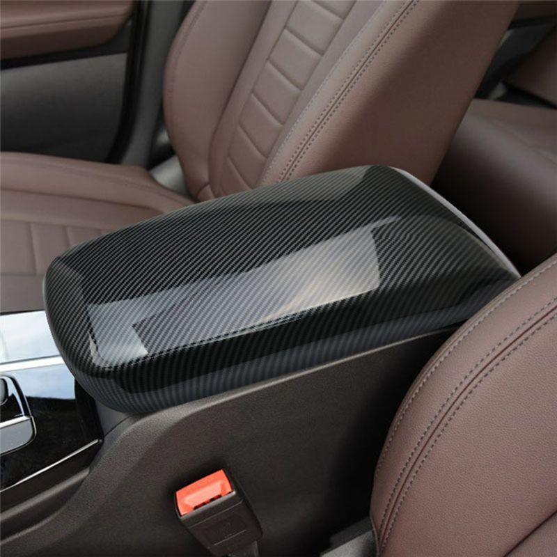 Armrest Storage Box Lid Cover Panel Trim For BMW X3 G01 G08 2018- Accessories, ABS Carbon Fiber