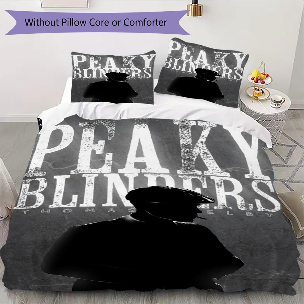 Peaky Blinders Pattern Bedding,Quilt Set Quilt Cover Pillowcase Home Birthday Gift(1 * Duvet Cover + 2 * Pillowcase, Without Core)_lx