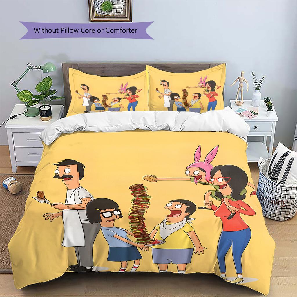 Bob's Burgers Pattern Bedding Quilt Set Home Decoration Gift (1 * Duvet Cover + 2 * Pillowcase Without Core)